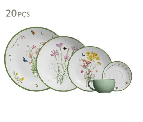 Aparelho de Jantar Jardim Campestre Verde 20 Pçs