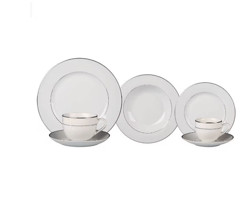Aparelho de Jantar Majesty Silver Em Porcelana 42Pçs