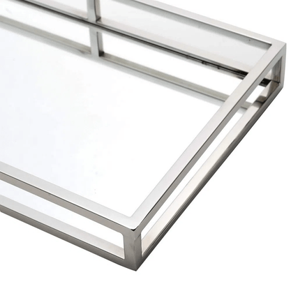 Bandeja Metal com Base Espelhada 41cm