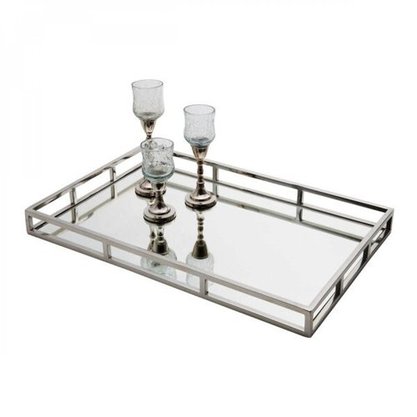 Bandeja Metal com Base Espelhada 56cm