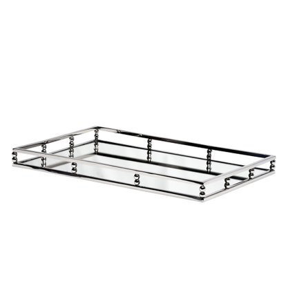 Bandeja Retangular Inox Espelho Bola 56cm