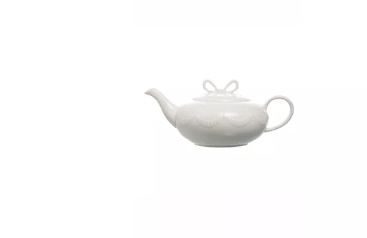 Bule de Chá Lacet em New Bone China Branco