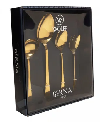 Conjunto 4 Peças para Servir Berna Dourado Aço Inox - Wolff