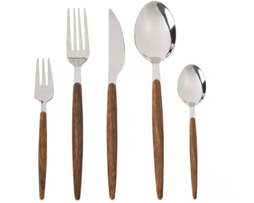 Faqueiro 30 Peças em Inox Wooden Kenya