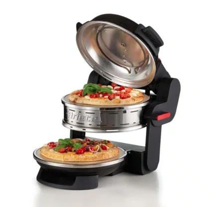 Forno de Pizza Elétrico Duplo Ariete 927 com Pedra Refratária 400ºC Preto