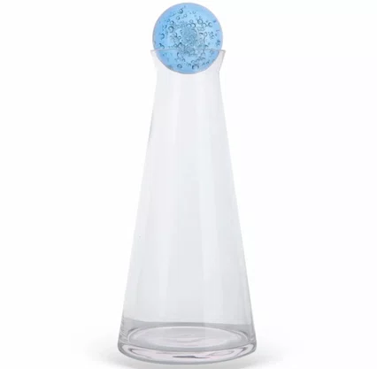 Garrafa Esfera em Vidro Translúcido Azul 1L