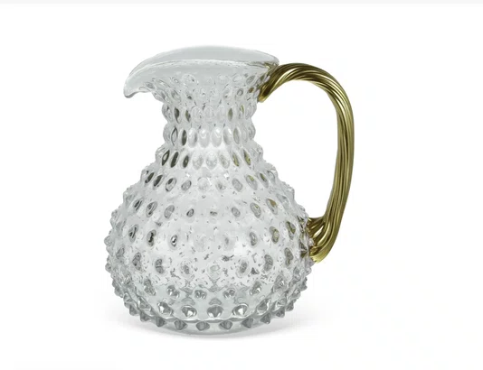 Jarra Dec.em Vidro Transparente C/Alça Dourada 1700ML