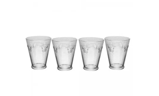 Jg C/4 Copos Lines Butterfly Vidro 350ML