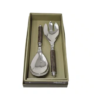 Jg de Talheres P/salada Arvoredo Aço Inox Cabo Madeira 2Pçs