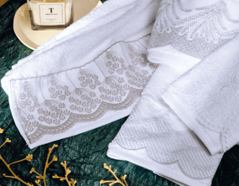 Jogo 2 Lavabos Raffinato Branco Bordado Sortido 30X50