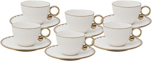 Jogo C/ 6 Xicaras Chá Porcelana C/Pires Egg 200ML