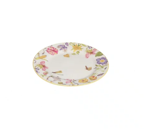 Jogo de 4 Pratos Sobremesa em Porcelana Flowers Branca