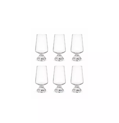 Jogo de 6 Copos em Vidro C/Base Diamantada Transparente 290ML