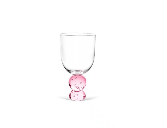 Jogo de 6 Copos Em Vidro C/Base Esferas Rosa 400ML 6Pçs