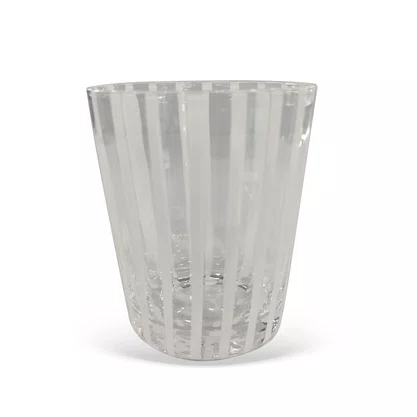 Jogo de 6 Copos Vidro Transparente C/Listras Brancas  340ML