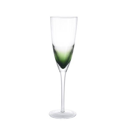 Jogo de 6 de Taças Champagne C/ Detalhe Verde
