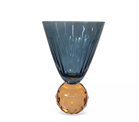 Jogo de 6 Taças Azul C/Base Esculpido Crisa CRISTAL LARANJA 6PCS 425ML