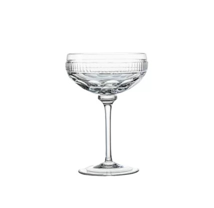 Jogo de 6 Taças de Cristal para Champanhe Coupé Lapidado