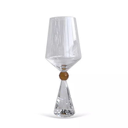 Jogo de 6 Taças Diamond Base Cristal Detalhe Âmbar 595ML