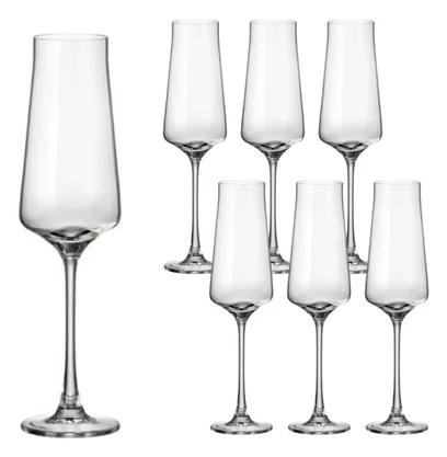Jogo de 6 taças P/ Champanhe Cettia em Cristal 270ml A26cm