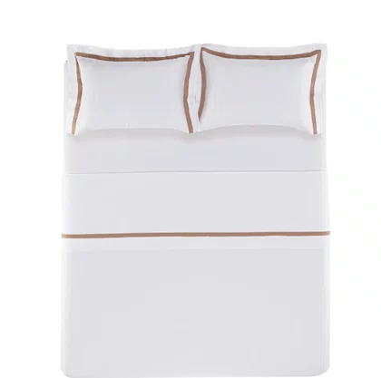 Jogo de Cama King 300 Fios Algodão Egípcio Vercelli Branco/Vecchio