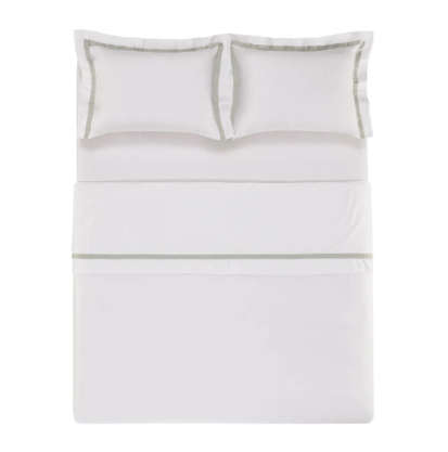 Jogo de Cama King Vercelli Branco C/Pistacchio