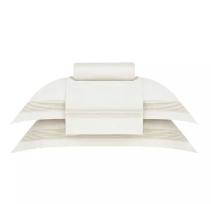 Jogo de Cama Queen Pierre Buddemeyer Luxus 600 fios Bege c/ Renda Bege