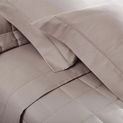 Jogo de Cama S.King Damask Stripes Kaki