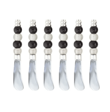 Jogo de espátulas em aço inox com cabo em vidro 6 peças