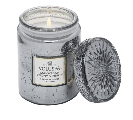 Mini Vela Pote Vidro 50H Makassar Ebony e Peach