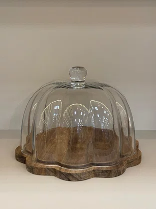 Porta Bolo Flor Vidro31X21,5CM