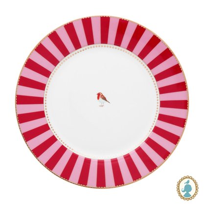 Prato De Jantar Vermelho Stripes Love Birds