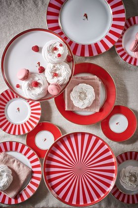 Prato De Jantar Vermelho Stripes Love Birds
