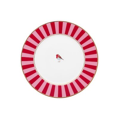 Prato De Pão Vermelho Stripes Love Birds