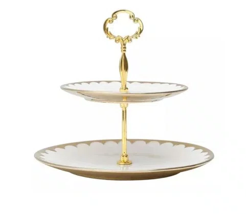 Prato Duplo p/Doces Porcelana EGG 19cm/27x24cm