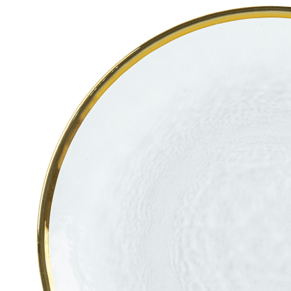 Prato sobremesa cristal c/ borda dourada agata 21cm