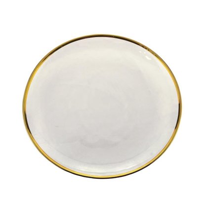 Jg c/ 4 Sousplat de Cristal com Filete Dourado Agate
