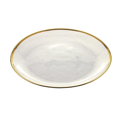 Jg c/ 4 Sousplat de Cristal com Filete Dourado Agate