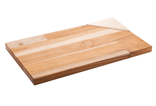 Tabua P/Servir Teca C/Alças Champanhe