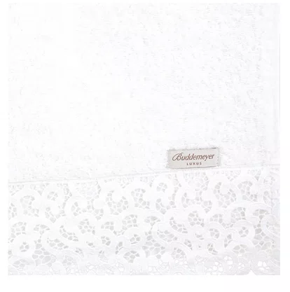 Toalha Banho Capri Algodão Egípcio Buddemeyer Luxus Branco c/ renda branca