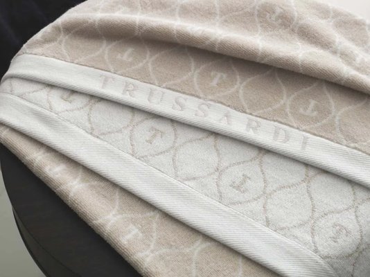 Toalha de Rosto Trussardi Jacquard Fio Tinto Speciale Nocciola/Branco