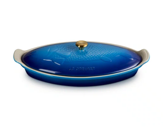 Travessa com Tampa Heritage para Peixe 34cm Azure Blue