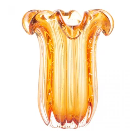 Vaso de Vidro Flat Italy Ambar 22X27Cm