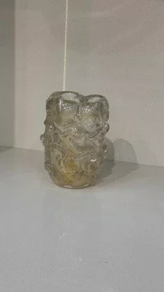 Vaso em Vidro Incolor C/Dourado