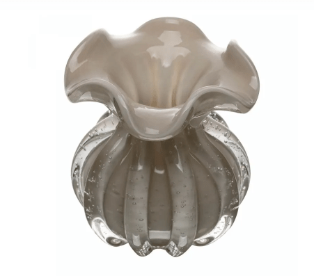 Vaso Italy 13X17CM Nude Leitoso Vidro