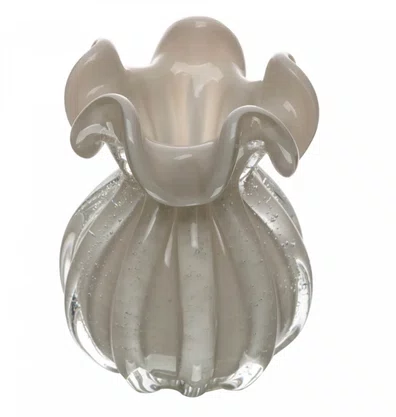 Vaso Italy 13x17cm Nude Leitoso Vidro