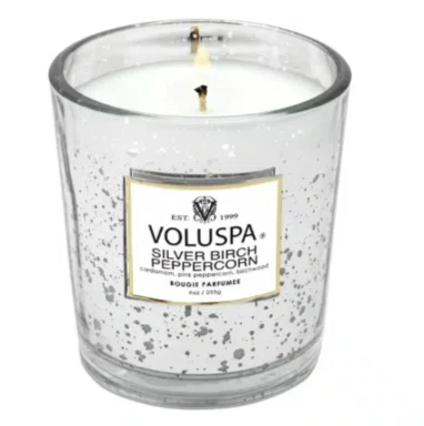 Vela Copo Vidro Clássico 60H Silver Birch Peppercorn