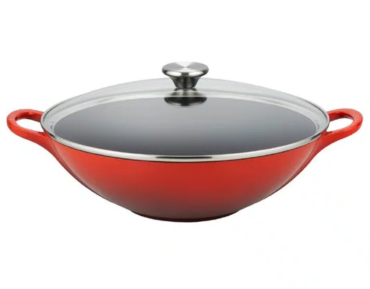 Wok 32Cm C/Tampa de Vidro Signature Vermelho
