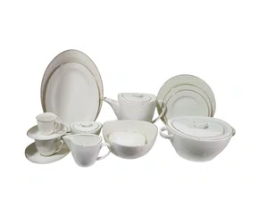 Ap. de Jantar Adelle em New Bone China C/Filado Dourado 50P