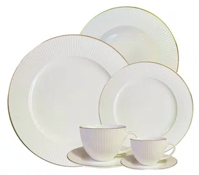 Ap. jantar Lavish new bone china 42P branco C/relevo e filado